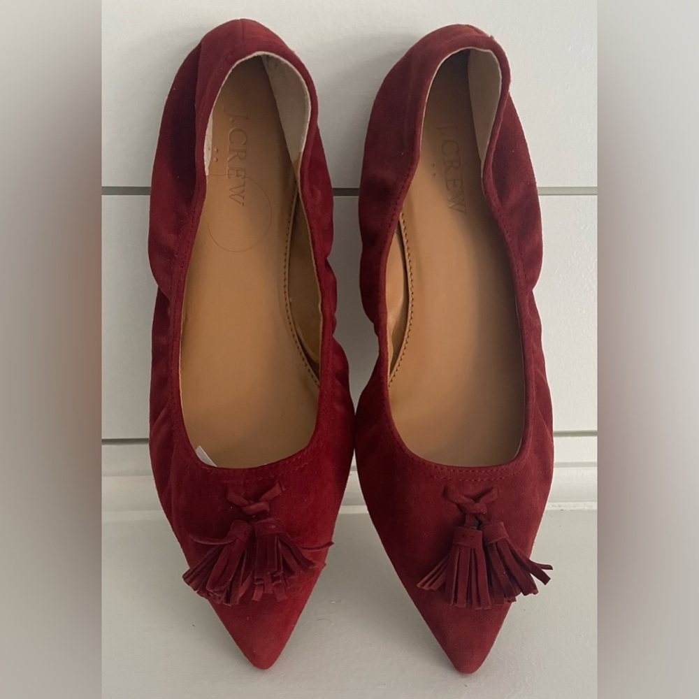 J. Crew Burgundy Suede Tassel Loafers